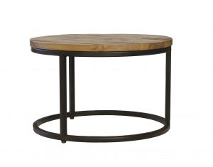 Industrial style mango light wood round stool set