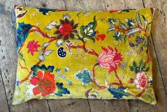 Mustard Boho Style Floral Design Cotton Velvet Cushion Cover 40x60cm Yellow/ Mustard Boho Style Floral Design Cotton Velvet Cushion Cover 40x60cm front