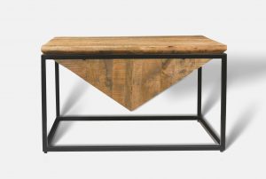 Natural light mango wood industrial style diamond shape coffee table UK