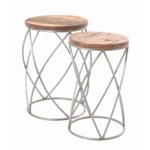 Industrial Style Light Mango Wood Tables (Set of 2)