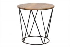 Handcrafted Light mango wood stool with industrial frame large