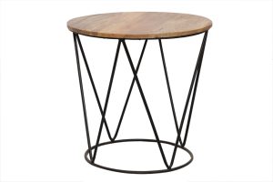 Handcrafted Light mango wood stool with industrial frame large