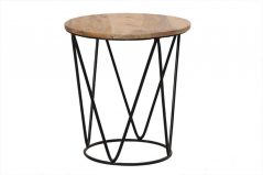 Handcrafted Light mango wood stool with industrial frame small