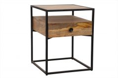 Industrial style light mango wood side table