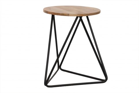 Industrial style light mango wood stool other angle Industrial style light mango wood stool