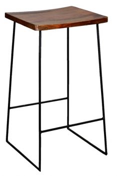 Sheesham Wood Bar Stool with Iron Frame and square top