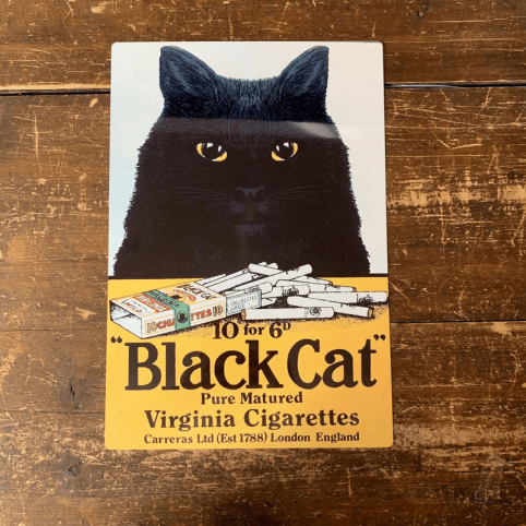 black cat and virginia cigarettes Metal Sign Black cat vintage style wall sign