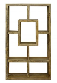 Light Mango Wood Geometric Design 7 Shelf Bookcase Display Unit