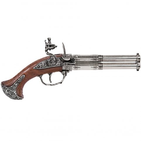 Revolving 2 Barrel Flintlock Pistol, France 18th Century UK Delivery Revolving two barrel flintlock pistol