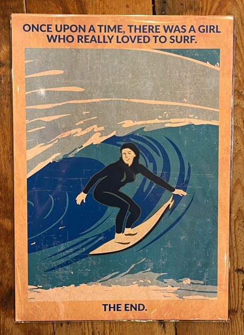 a girl who loves to surf A3 size a girl who loves to surf surfing poster print