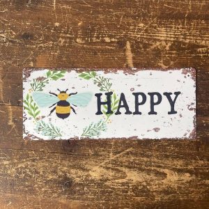 bee happy metal wall plaque