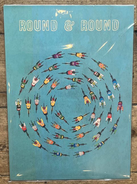 round and round cycling poster A3 print ride a bike Love cycling bike riding poster
