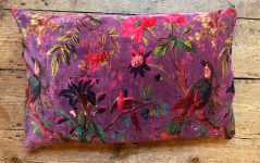 Purple Bird Boho Style Cotton Velvet Cushion Cover