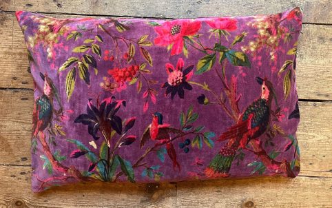 Purple Bird Boho Style Cotton Velvet Cushion Cover Purple Bird Boho Style Cotton Velvet Cushion Cover