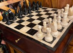 hand carved buffalo bone and horn chess set