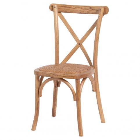 handcrafted light oak wood cross back chair