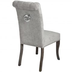 Light Grey High High Wing Back Chair with ring pull chair with a ring pull on the back
