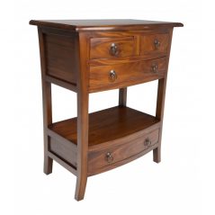 Solid mahogany wood telephone table with 4 drawers