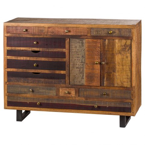 Multi Draw Reclaimed Industrial Chest With Brass Handle