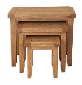 Set of 3 Solid Oak Wood Tables