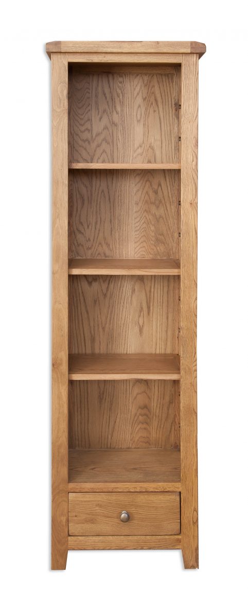 Solid Oak Wood Bookcase With 1 Drawer