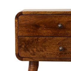 dark mango wood chesnut bedside table with two drawers