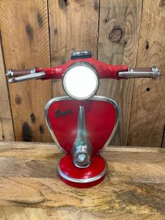 red retro style d=hand painted vespa/ scooter table lamp great gift idea for him