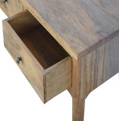 ligh mango wood console table two tear warranty