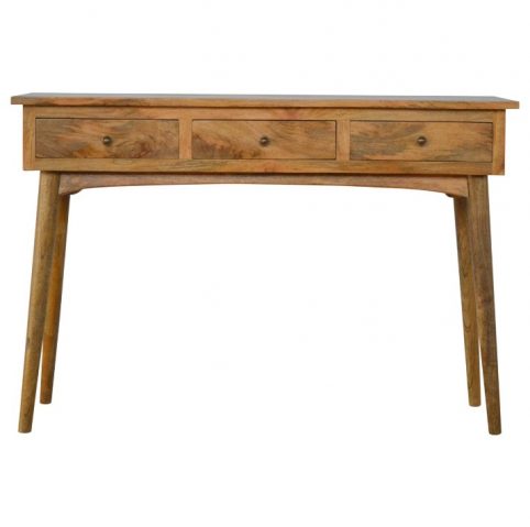 light mango wood console table with 3 drawers dorset