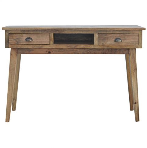 practical mango wood writing desk with two drawers study desk uk delivery