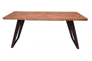 Solid Mango Wood Large Dinning Table with Rustic Parquet Pattern