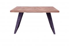 Solid Mango Wood Small Dining Table with Rustic Parquet Pattern