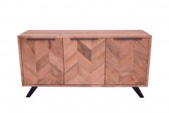 Solid Mango Wood Large Sideboard with Rustic Parquet Pattern