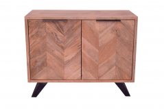 Solid Mango Wood Large Sideboard with Rustic Parquet Pattern