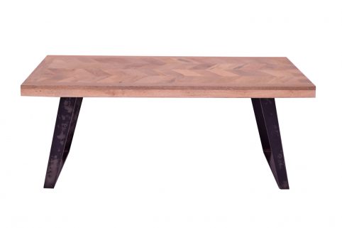 Solid Mango Wood Coffee Table with Parquet Detailing