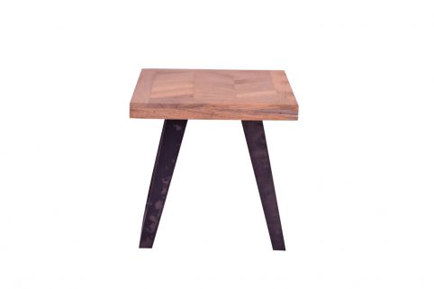 Solid Mango Wood Lamp Table with Rustic Chevront Pattern