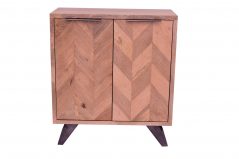 Solid Mango Wood Hall Cabinet with Parquet Detailing
