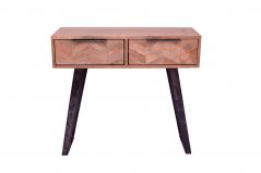 Solid Mango Wood Console Table with Rustic Chevront Front