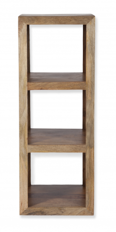 Solid Light Mango Wood Vertical 3 Shelf Cube Unit