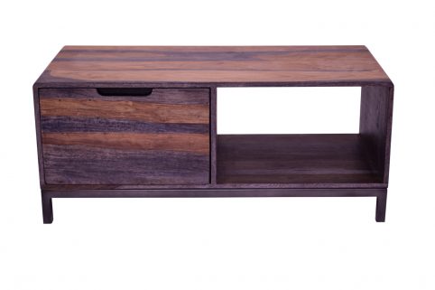 Industrial Style Sheesham Wood 1 Drawer 1 Shelf TV Unit