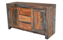 sheesham sideboard grey and light wood unique pattern three drawers and two side doors sheesham sideboard grey and light wood unique pattern three drawers and two side doors