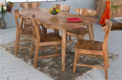 solid mango wood dinning table with chairs
