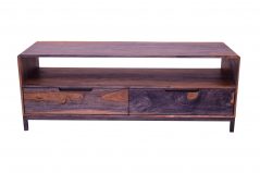 Industrial Style Fired Sheesham Wood 2 Drawer 1 Shelf TV Unit