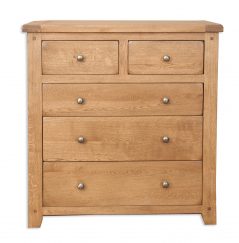 Solid Rustic Oak 2 Over 3 Chest Of Drawers