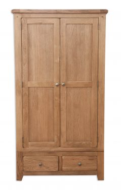 Solid Rustic Oak 2 Door 2 Drawer Wardrobe