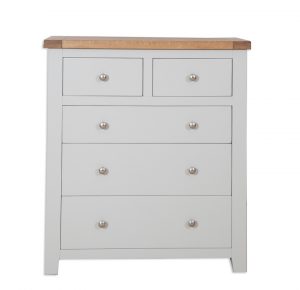 Perpignan Ivory Painted Natural Oak 2 Over 3 Chest of Drawers