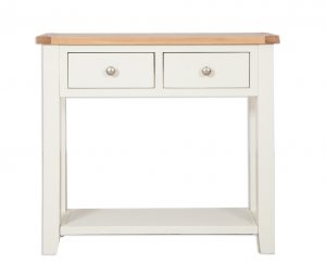 Perpignan Ivory Painted Natural Oak 2 Drawer Console Table