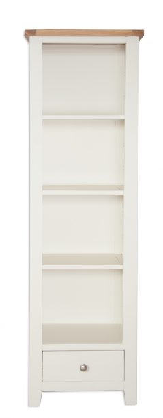 Perpignan Ivory Painted Natural Oak 4 Shelf 1 Drawer Bookcase