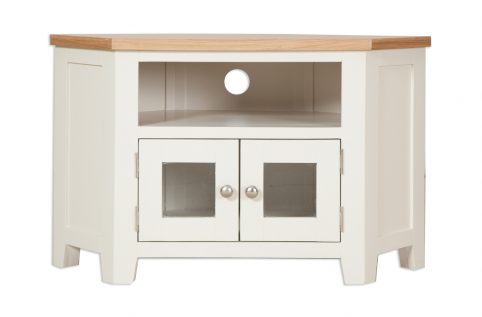 Perpignan Ivory Painted Natural Oak Glazed TV Cabinet