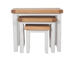 Solid Natural oak and grey nest of three tables three classic style nest tables